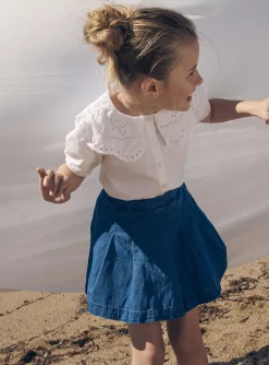 Skirt, Shorts-Sergent Major Blue pleated denim skirt