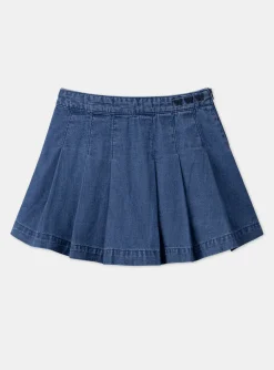 Skirt, Shorts-Sergent Major Blue pleated denim skirt