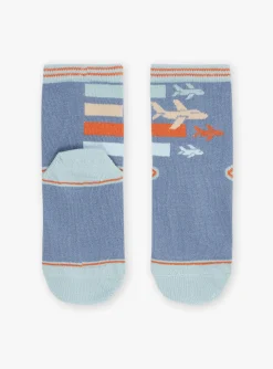 Underwear & Socks-Sergent Major Blue socks with aircraft print