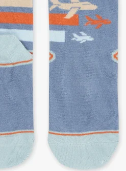 Underwear & Socks-Sergent Major Blue socks with aircraft print