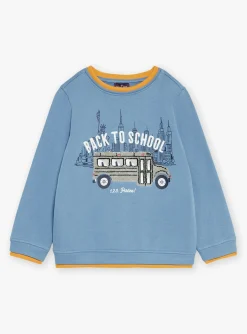 Knitwear, Sweater, Cardigan-Sergent Major Blue sweatshirt in brushed fleece