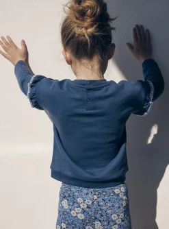 Knitwear, Sweater, Cardigan-Sergent Major Blue sweatshirt with embroidered butterfly motif