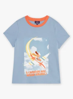 T-shirt, Polo Shirt-Sergent Major Blue t-shirt with airplane motif