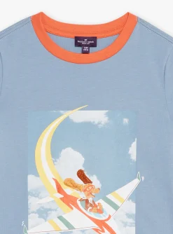 T-shirt, Polo Shirt-Sergent Major Blue t-shirt with airplane motif