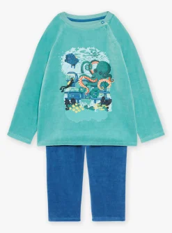 Pajamas-Sergent Major Blue velvet pyjamas