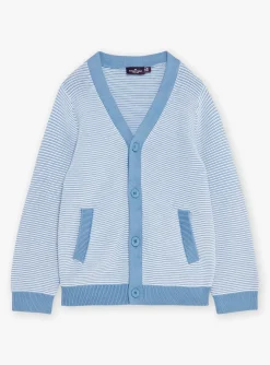 Knitwear, Sweater, Cardigan-Sergent Major Blue vest with stripe print