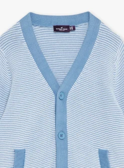 Knitwear, Sweater, Cardigan-Sergent Major Blue vest with stripe print