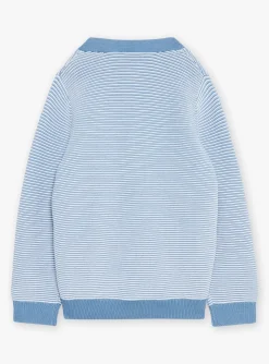 Knitwear, Sweater, Cardigan-Sergent Major Blue vest with stripe print