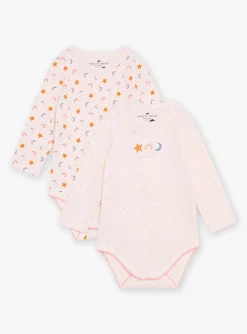 Socks & Tights | Socks & Tights-Sergent Major 2 blush bodysuits in organic cotton with star, moon, rainbow and floral prints and motifs
