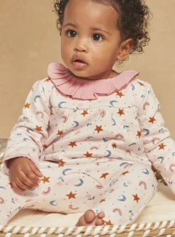 Pajamas & Rompers | Pajamas & Rompers-Sergent Major Blush romper with stars, moons, rainbows and flowers print