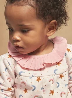 Pajamas & Rompers | Pajamas & Rompers-Sergent Major Blush romper with stars, moons, rainbows and flowers print