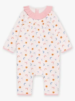 Pajamas & Rompers | Pajamas & Rompers-Sergent Major Blush romper with stars, moons, rainbows and flowers print