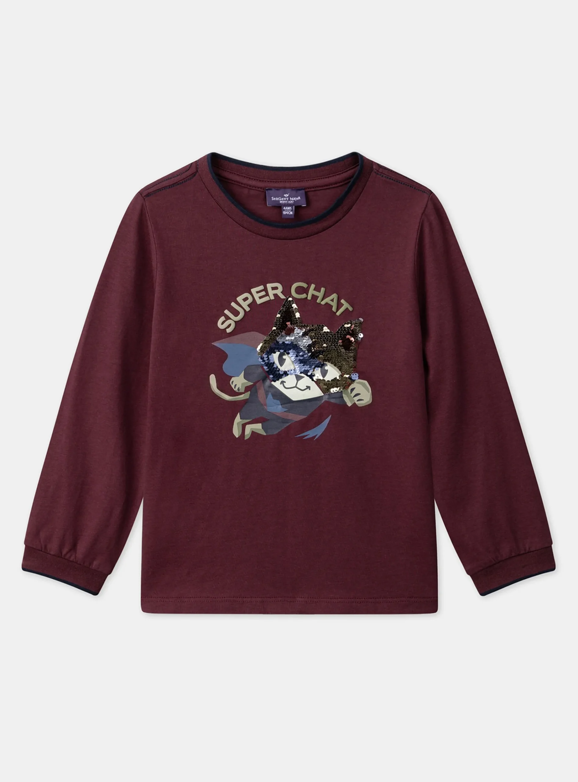 T-shirt, Polo Shirt-Sergent Major Burgundy TEE SHIRT LS