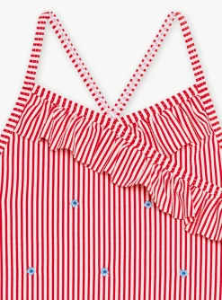 Swimsuit-Sergent Major Child girl striped swimsuit with ruffles