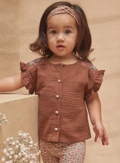 T-shirts & Shirts | T-shirts & Shirts-Sergent Major Chocolate brown flowing blouse with embroidery