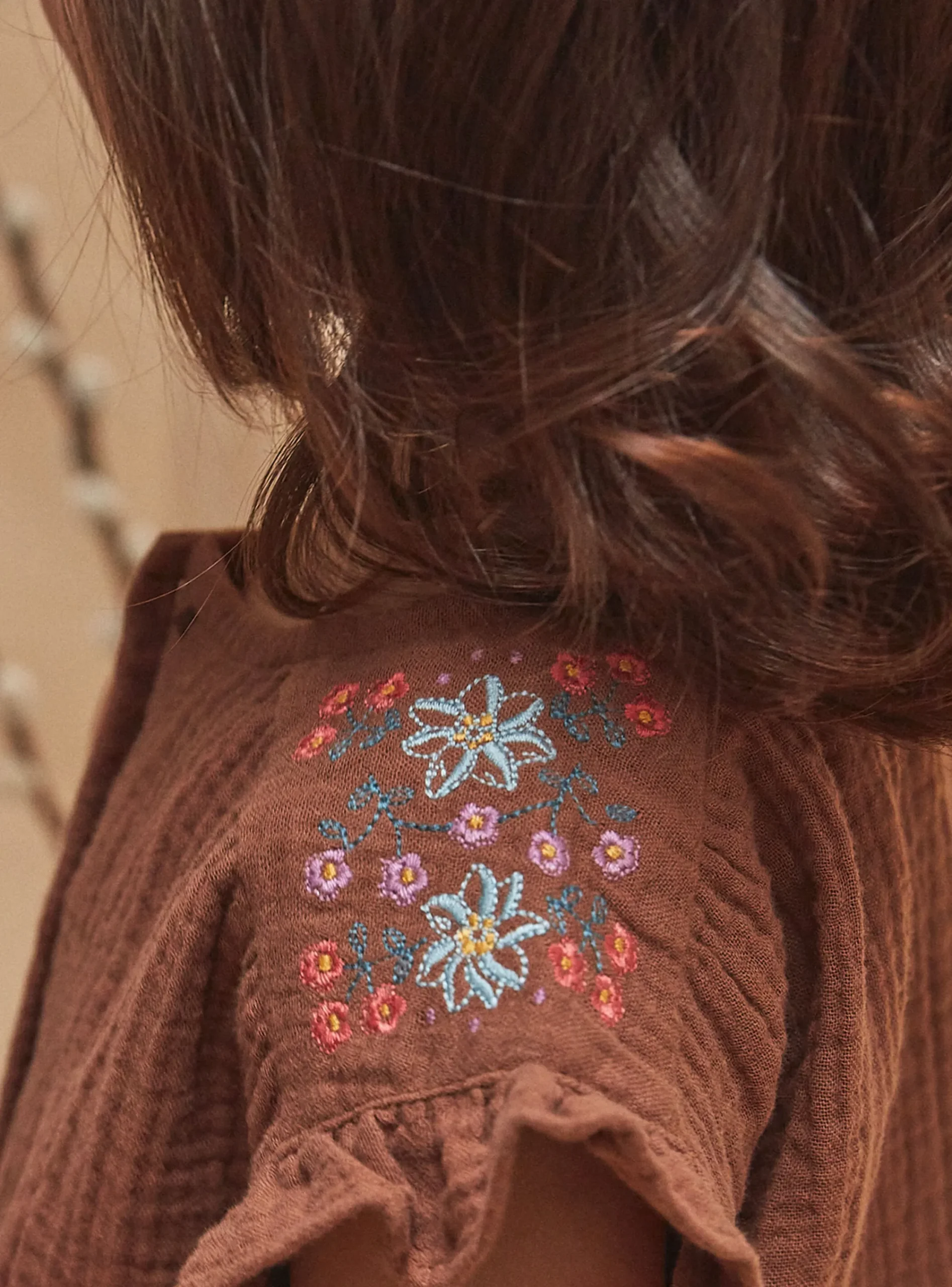 T-shirts & Shirts | T-shirts & Shirts-Sergent Major Chocolate brown flowing blouse with embroidery