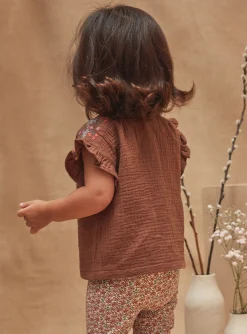 T-shirts & Shirts | T-shirts & Shirts-Sergent Major Chocolate brown flowing blouse with embroidery
