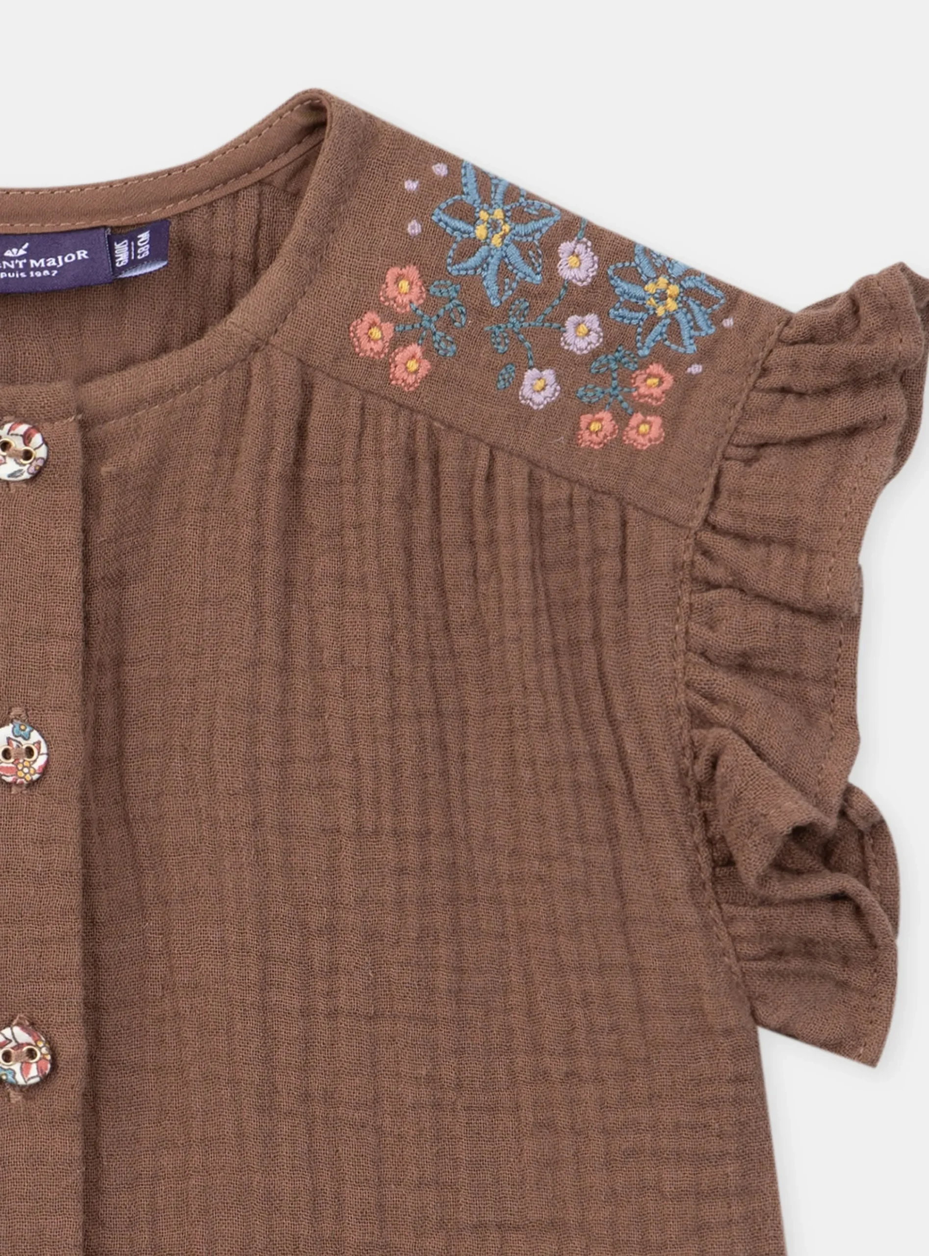 T-shirts & Shirts | T-shirts & Shirts-Sergent Major Chocolate brown flowing blouse with embroidery