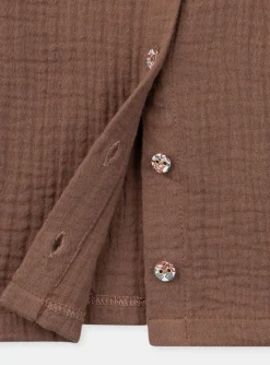 T-shirts & Shirts | T-shirts & Shirts-Sergent Major Chocolate brown flowing blouse with embroidery