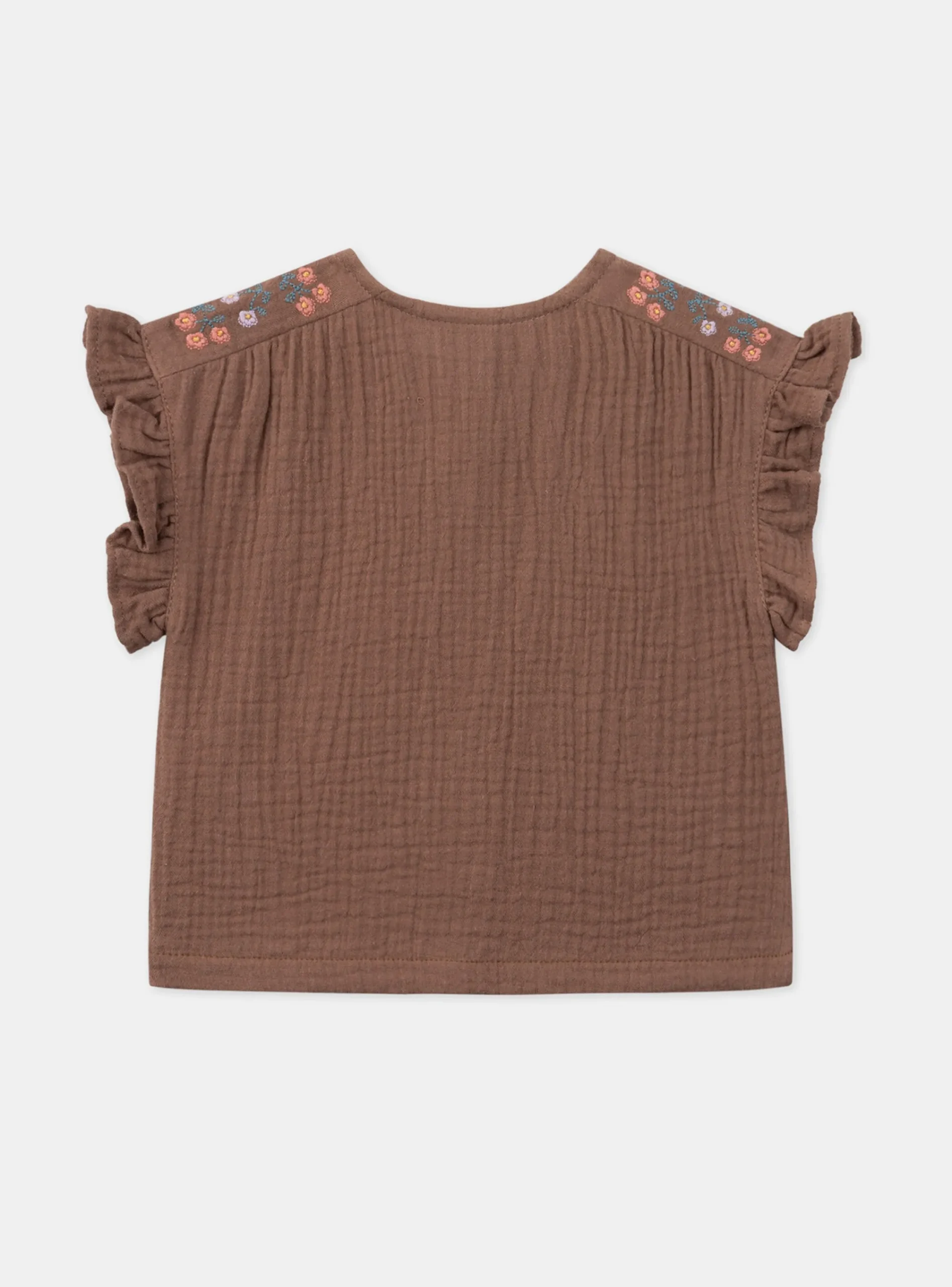 T-shirts & Shirts | T-shirts & Shirts-Sergent Major Chocolate brown flowing blouse with embroidery