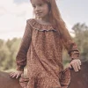 Dress-Sergent Major Cinnamon ruffled dress with floral and lion print