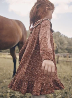 Dress-Sergent Major Cinnamon ruffled dress with floral and lion print