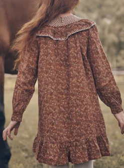 Dress-Sergent Major Cinnamon ruffled dress with floral and lion print