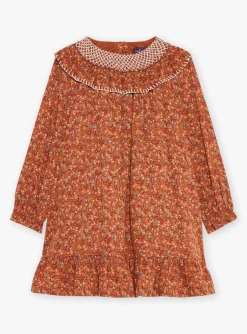 Dress-Sergent Major Cinnamon ruffled dress with floral and lion print