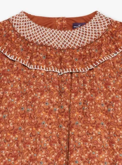 Dress-Sergent Major Cinnamon ruffled dress with floral and lion print