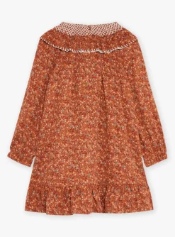 Dress-Sergent Major Cinnamon ruffled dress with floral and lion print