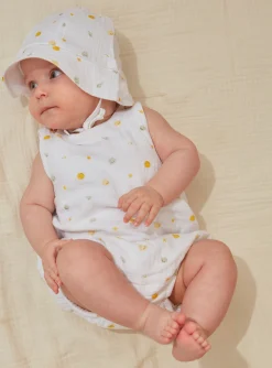 Suits And Ensembles-Sergent Major Cotton gauze rompers and beanie hat