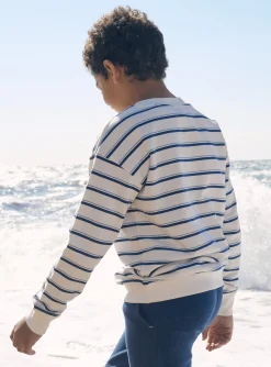 Knitwear, Sweater, Cardigan-Sergent Major Ecru and blue striped sweater