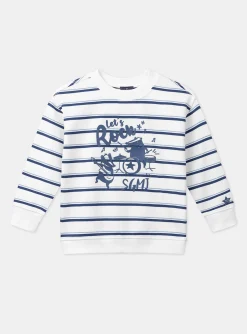 Knitwear, Sweater, Cardigan-Sergent Major Ecru and blue striped sweater