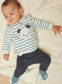 Suits And Ensembles-Sergent Major Ecru and blue sweater, blue leggings and blue socks