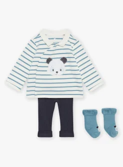 Suits And Ensembles-Sergent Major Ecru and blue sweater, blue leggings and blue socks