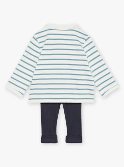 Suits And Ensembles-Sergent Major Ecru and blue sweater, blue leggings and blue socks