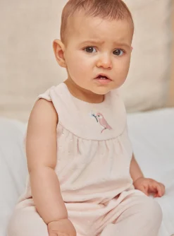 Suits And Ensembles-Sergent Major Ecru and dragee pink velvet and tubique nightwear set