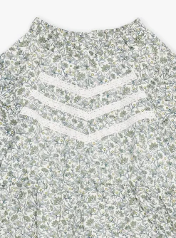 Shirt, T-shirt-Sergent Major Ecru and green blouse with floral print