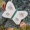 Bag & Umbrella-Sergent Major Ecru and green sequined butterfly satchel bag