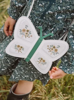 Bag & Umbrella-Sergent Major Ecru and green sequined butterfly satchel bag