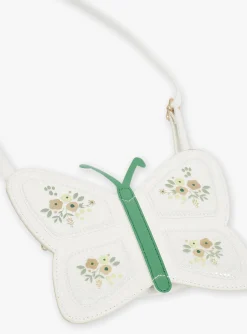 Bag & Umbrella-Sergent Major Ecru and green sequined butterfly satchel bag