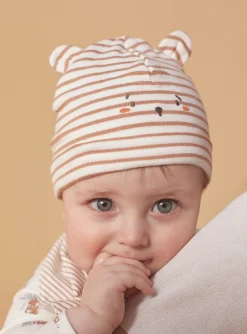 Hat, Mittens-Sergent Major Ecru and hazelnut baby beanie