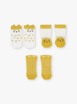 Socks & Tights | Socks & Tights-Sergent Major 3 ecru and mustard socks