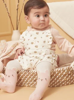 Suits And Ensembles-Sergent Major Ecru and pink bodysuit, romper and tights set