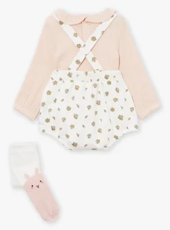 Suits And Ensembles-Sergent Major Ecru and pink bodysuit, romper and tights set
