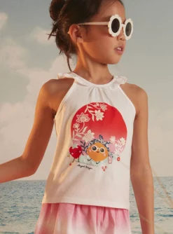 Swimsuit-Sergent Major Ecru and red cotton 2-piece set