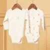 Bodysuit-Sergent Major 2 ecru baby bodysuits in cotton
