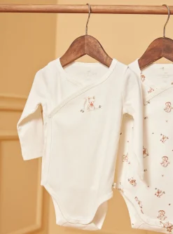 Bodysuit-Sergent Major 2 ecru baby bodysuits in cotton