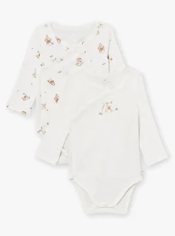 Bodysuit-Sergent Major 2 ecru baby bodysuits in cotton