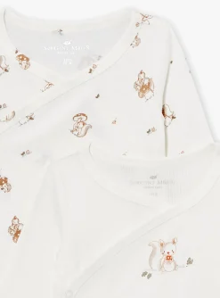 Bodysuit-Sergent Major 2 ecru baby bodysuits in cotton